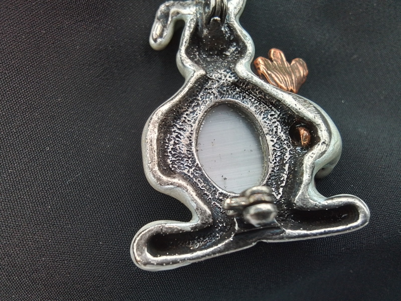 GRAY STONE BUNNY RABBIT ENAMEL ART COATED CARROT CABOCHON STONE BROOCH EASTER