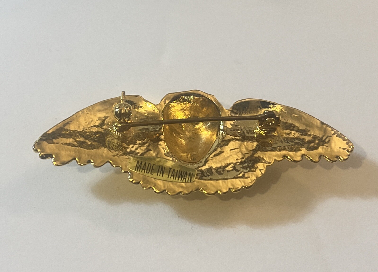 VTG 80s Angel Cherub Cupid Pin Brooch Gold Tone Lg Wings Chunky Putti Jewelry