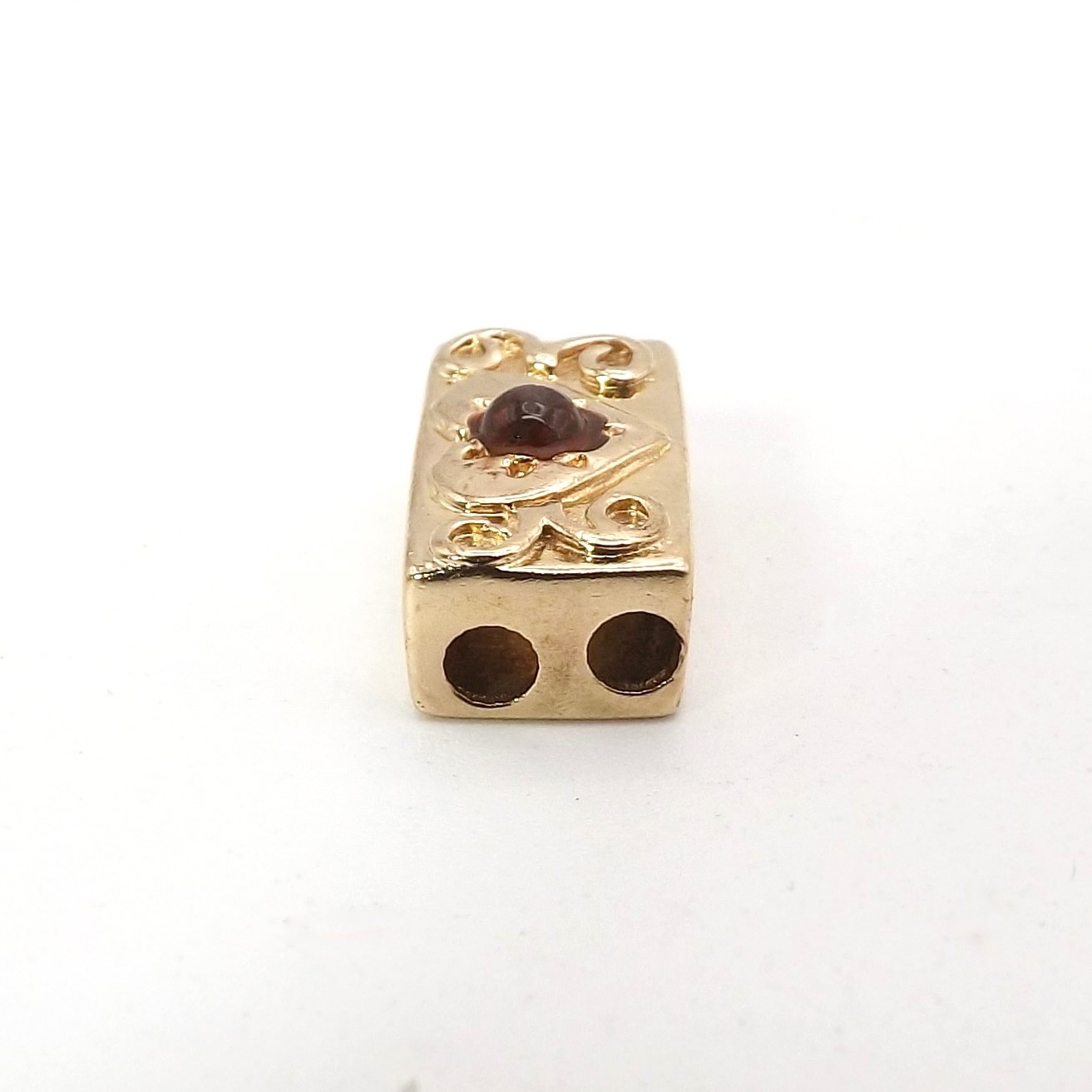Solid 14k Gold Natural Citrine Heart Slide Bracelet Charm Vintage Designer JM