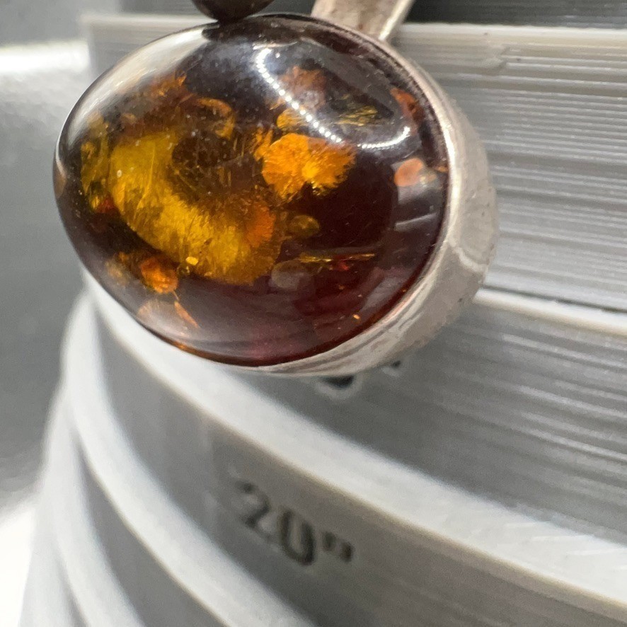Sterling Silver Baltic Amber Necklace Antiqued Popcorn Chain 16″ 12g Signed