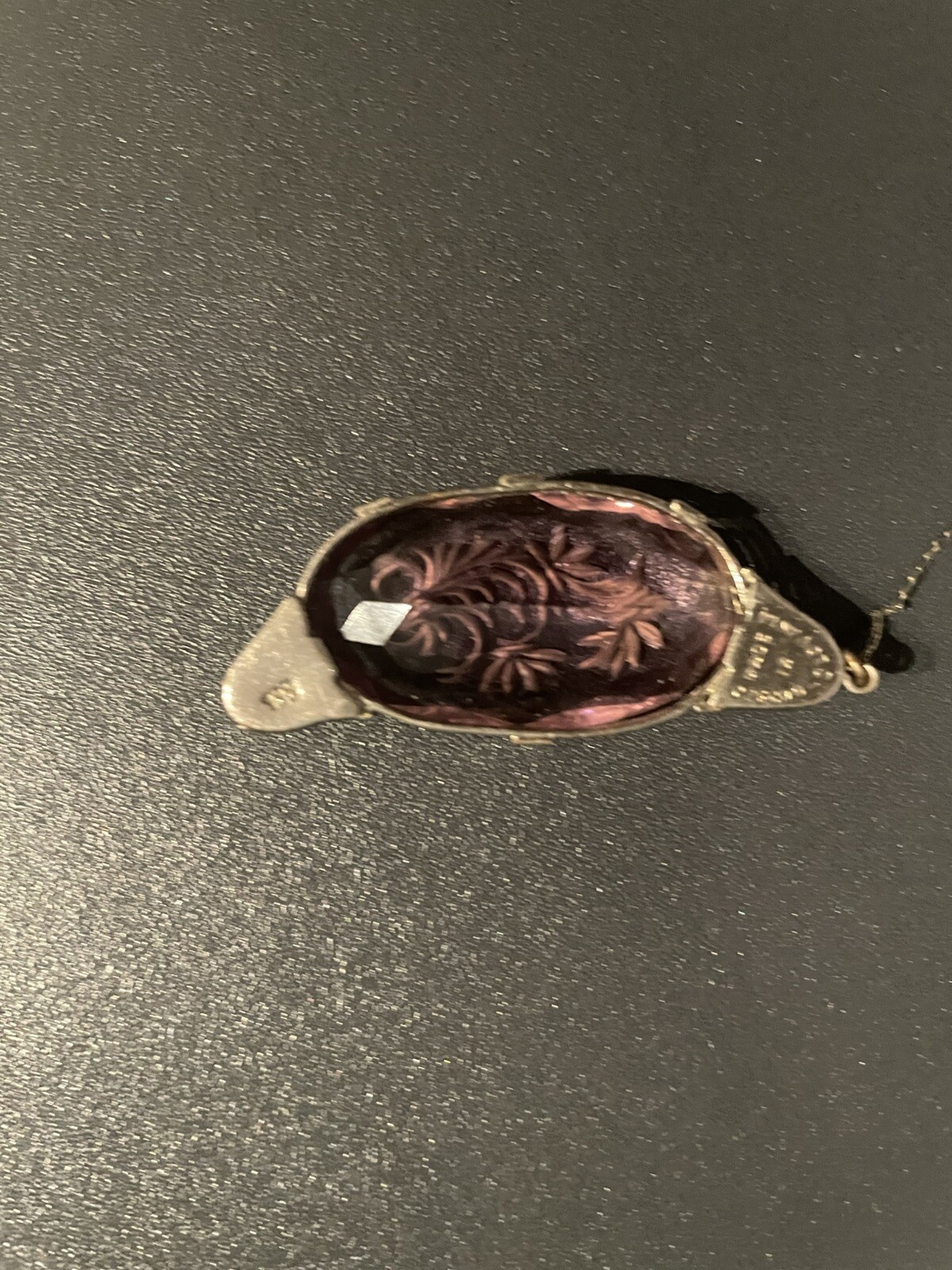 Vintage Czech Art Deco Antique Amethyst Glass Pendant only Flower design