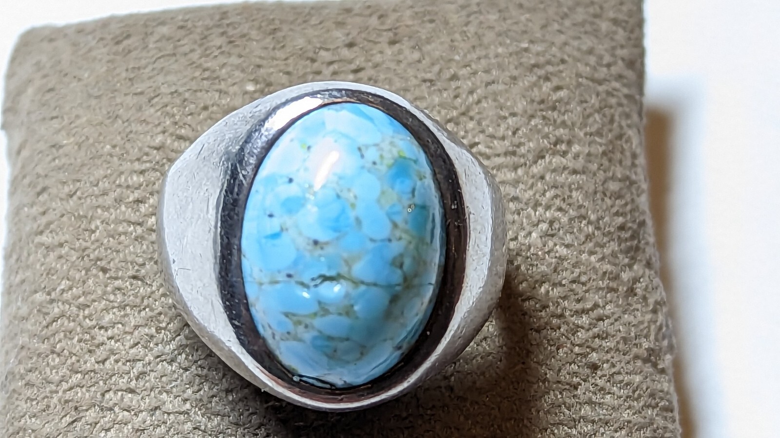 VINTAGE BLUE STONE STERLING SILVER RING SIZE 11 SIGNED RCD 925 MEX