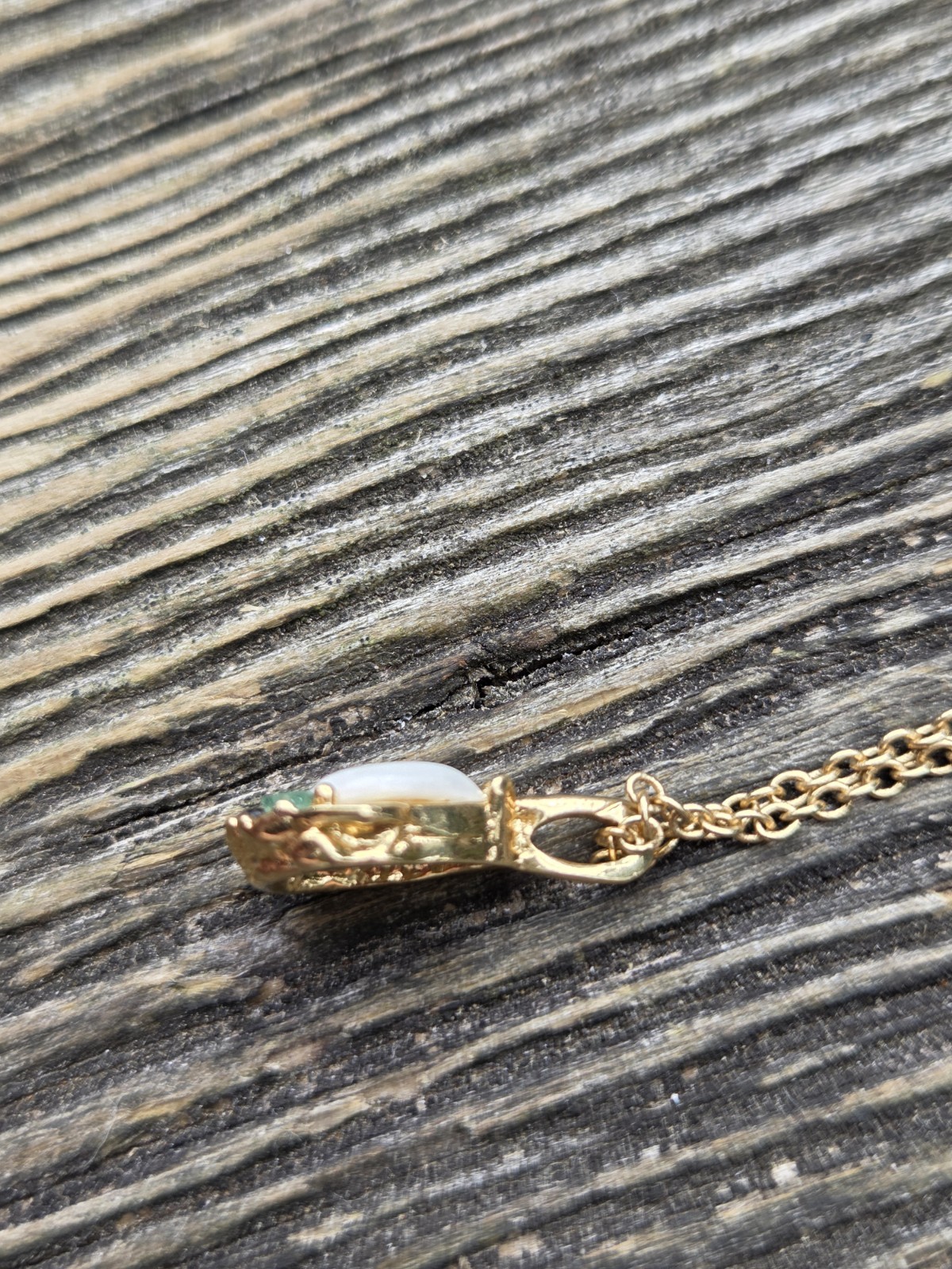 Vintage Faux Opal Ruby Sapphire Emerald Glass Pendant Necklace Chain Art Deco