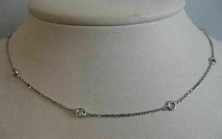 1.05CTW DIAMOND BY THE YARD 14K WHITE GOLD STATION NECKLACE F/G VVS/VS #19759