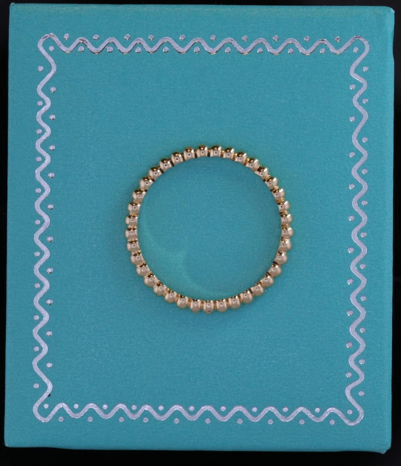 Beautiful 18K Yellow Gold Beaded Band Ring Size 6-3/4 Perfect Shape