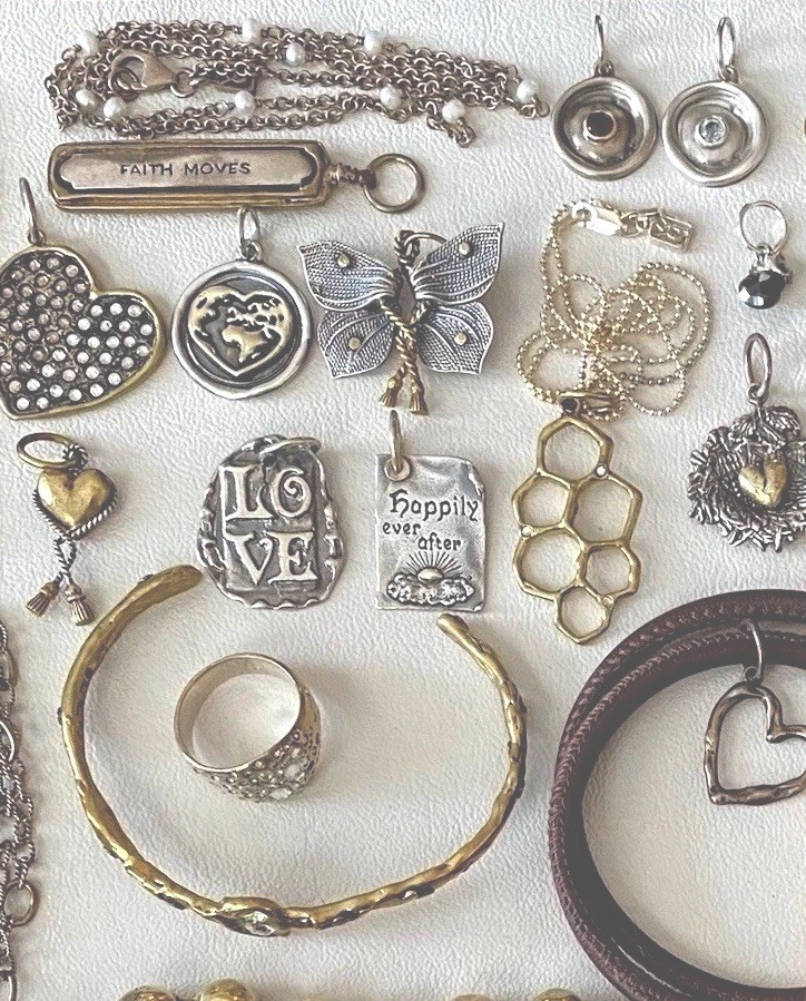 Vintage Waxing Poetic Sterling Silver/Brass Charms Heart Love