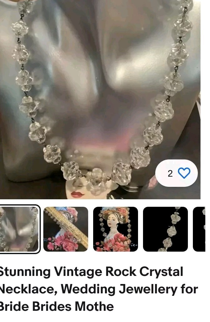 Vintage Rare Cut 1930’s Art Deco 45cm Faceted Rock ? Crystal Bead Necklace