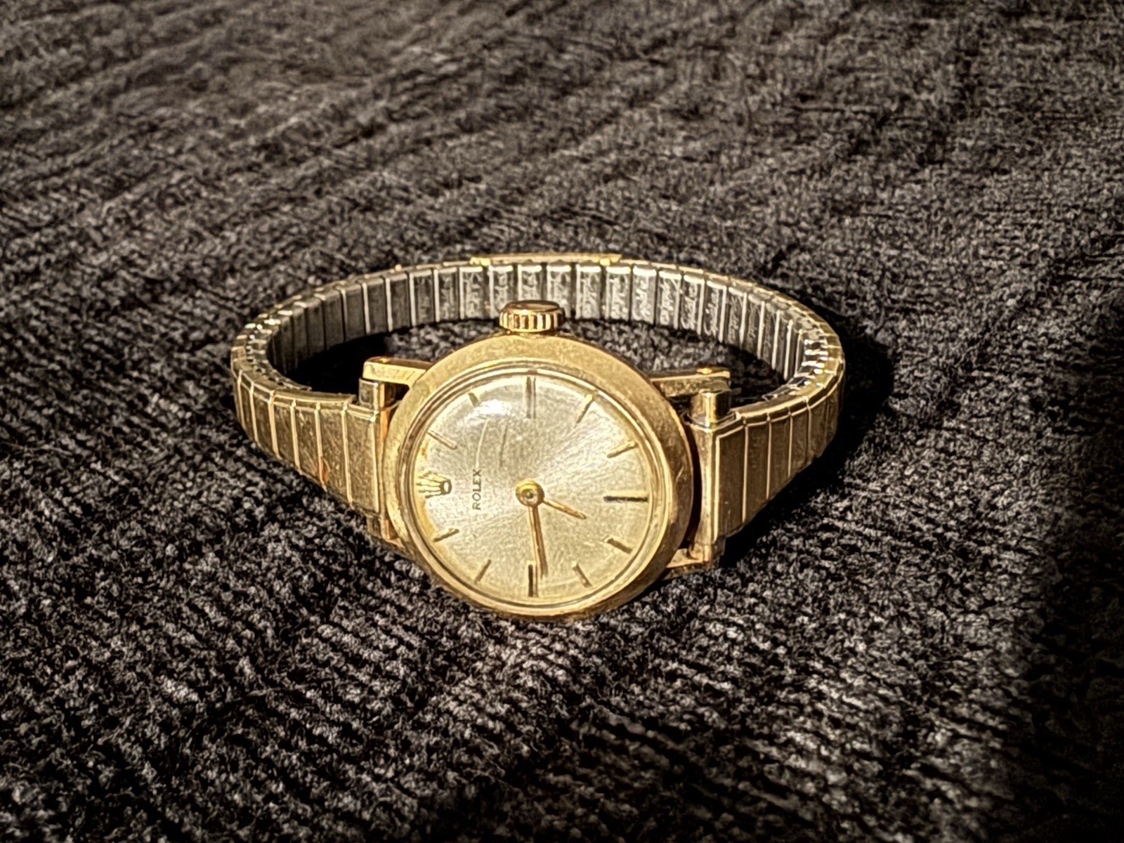 Rolex Watch 14k Stretch Band Ladies Vintage Free Priority Shipping!