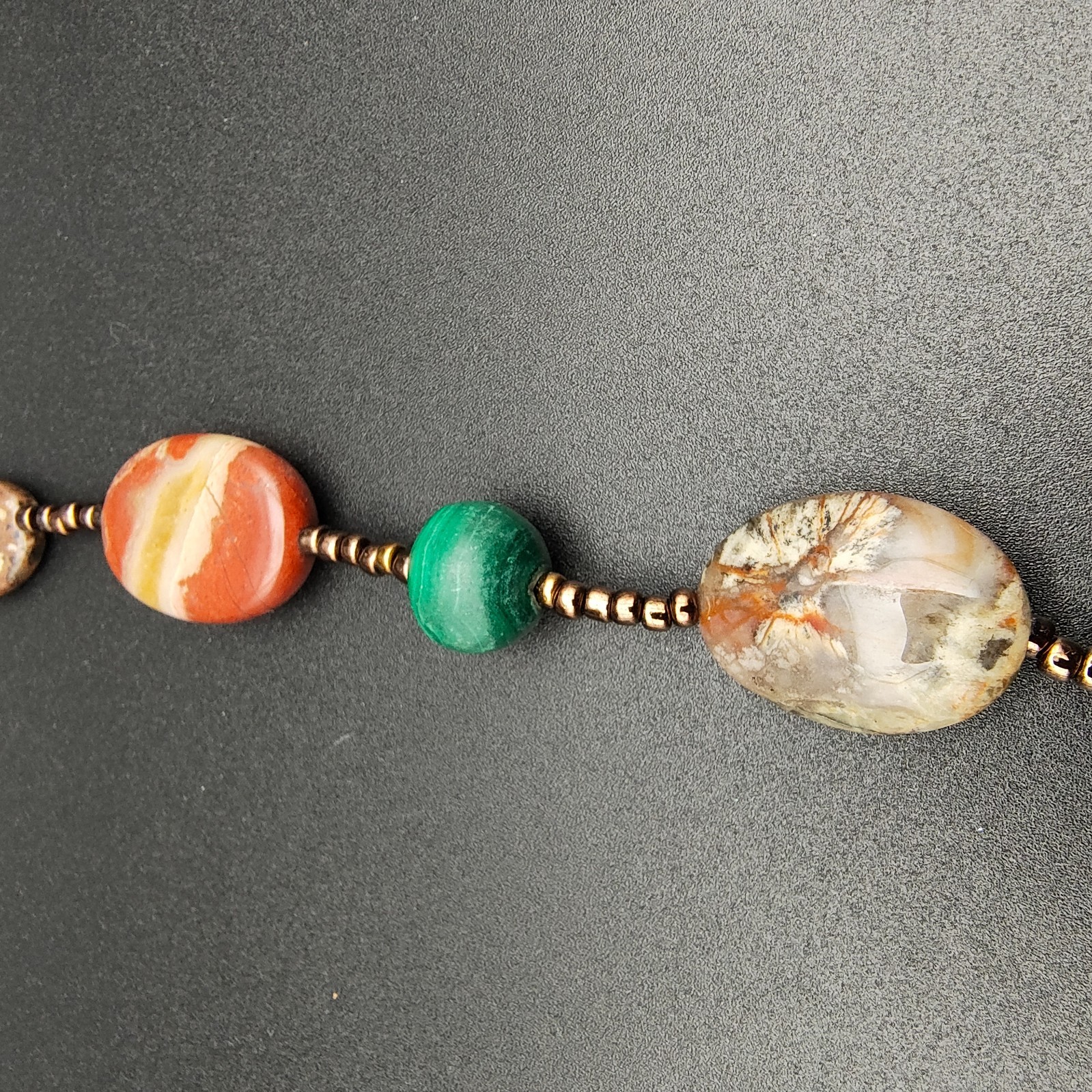 Vintage Southwestern Style Beaded Necklace Stone Bear Fetish Earthy Boho