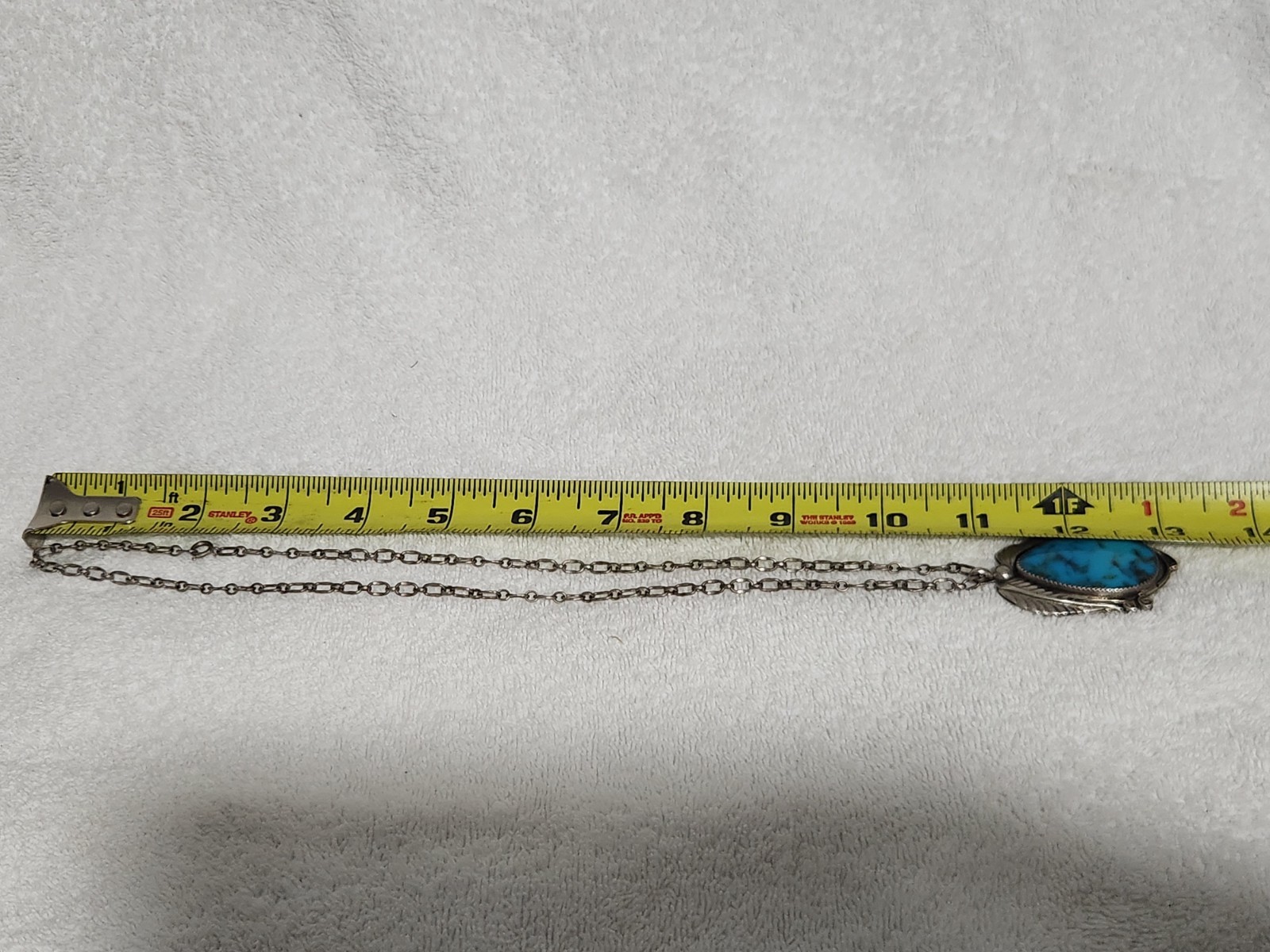Navajo Sterling Turquoise Necklace 22 Inches. Signed CT ” Vintage