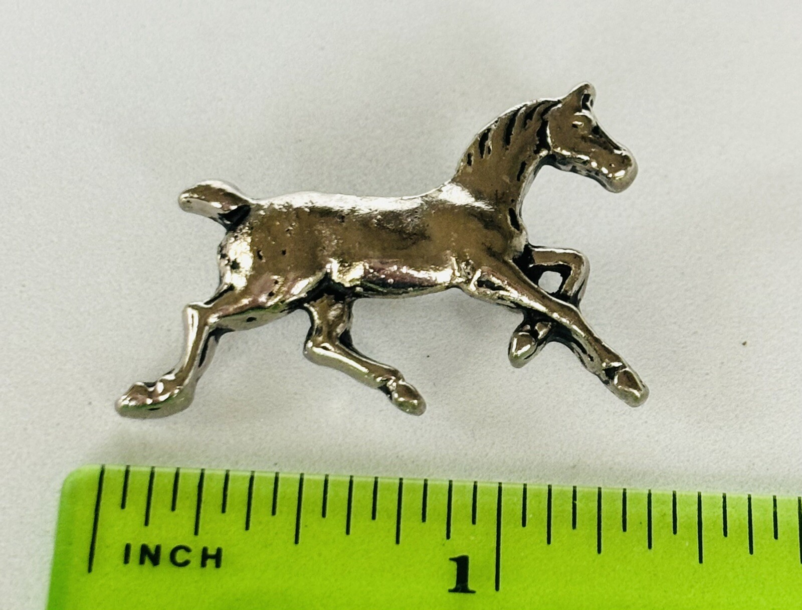 Silver Tone Horse Running Equestrian Brooch Pin