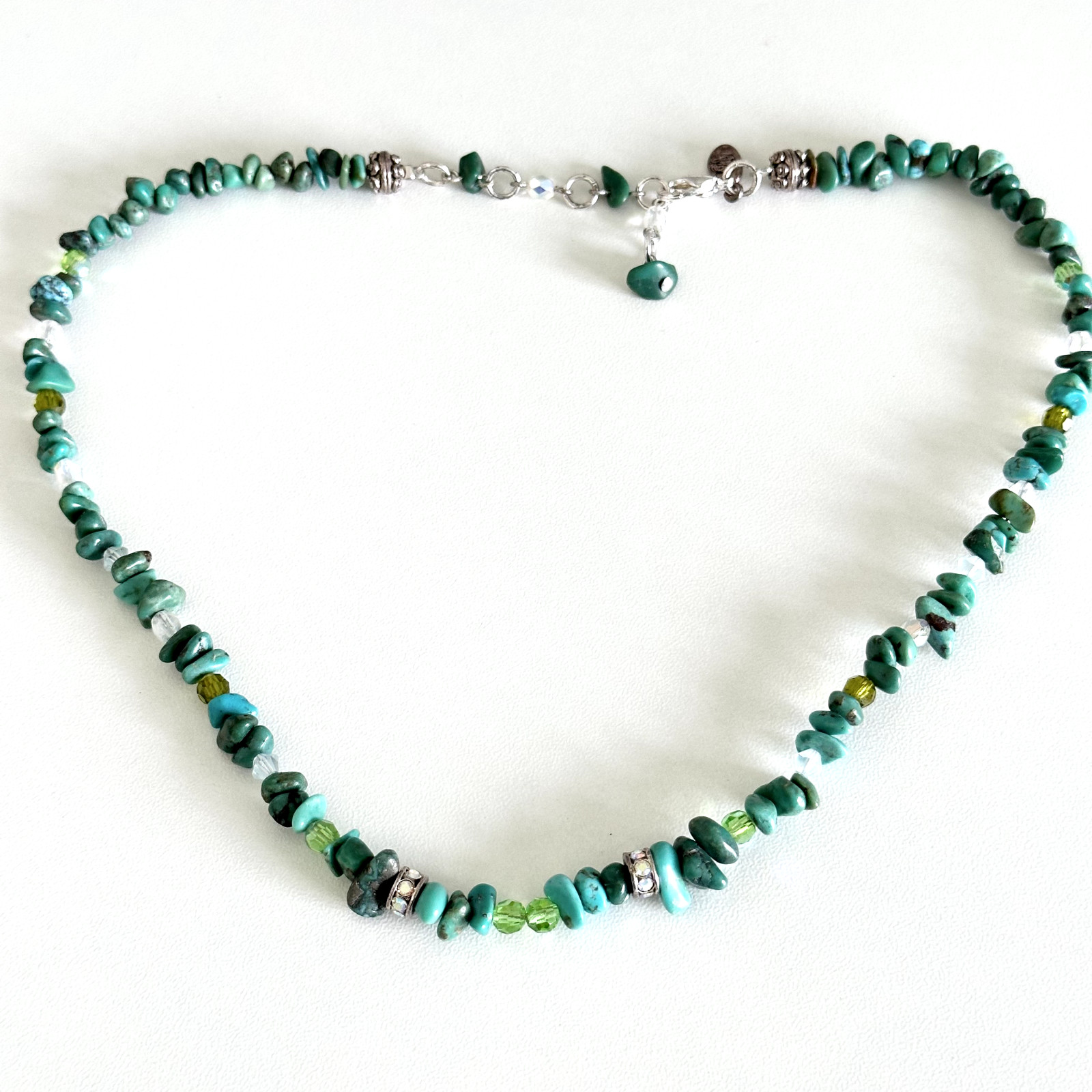 Vintage Kirks Folly Turquoise AB Crystal Beaded Ladies Strand Necklace