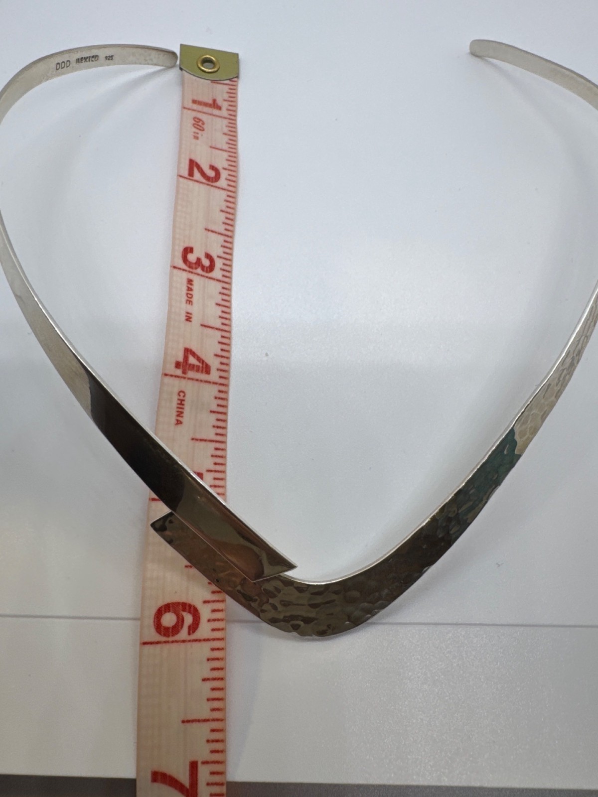 Vtg Dominique Dinouart DDD Mexico 925 Sterling Silver Hammered Collar Necklace
