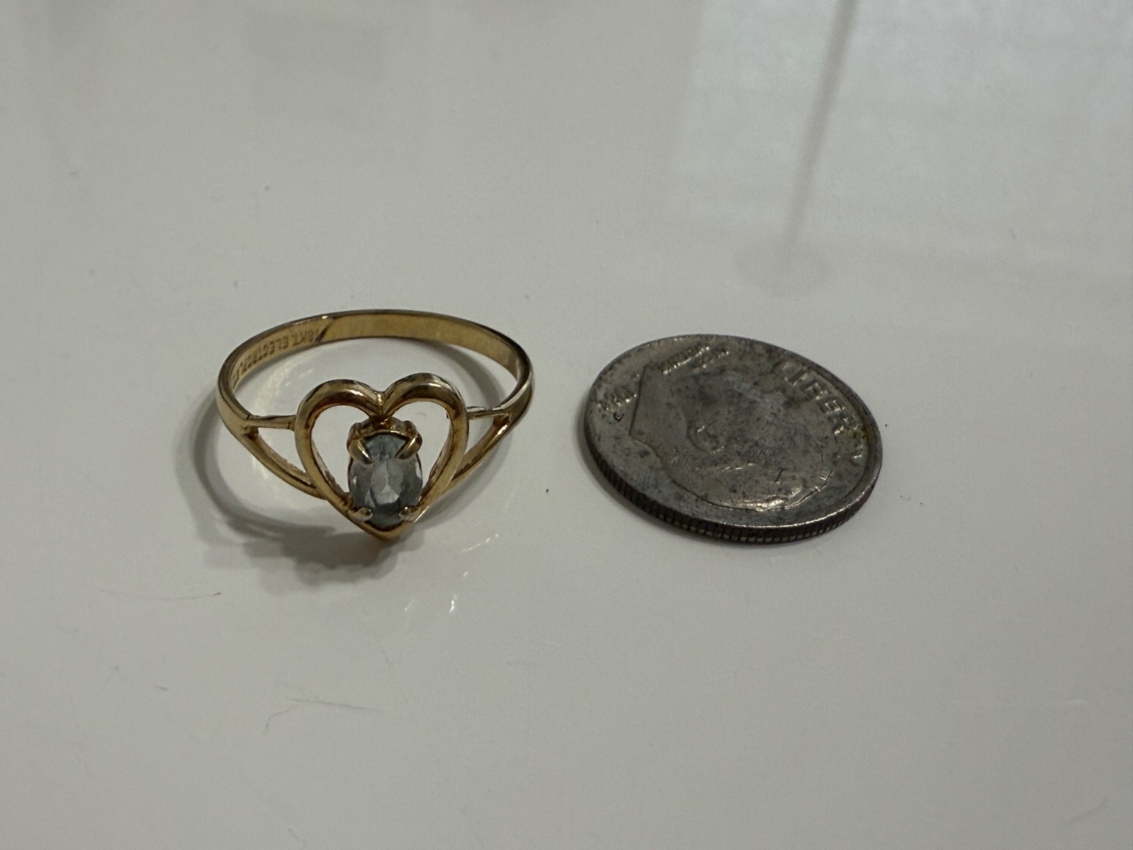 1980s–1990s Vintage Tested Blue Quartz Heart Ring 18k Electroplated Womens 6.75