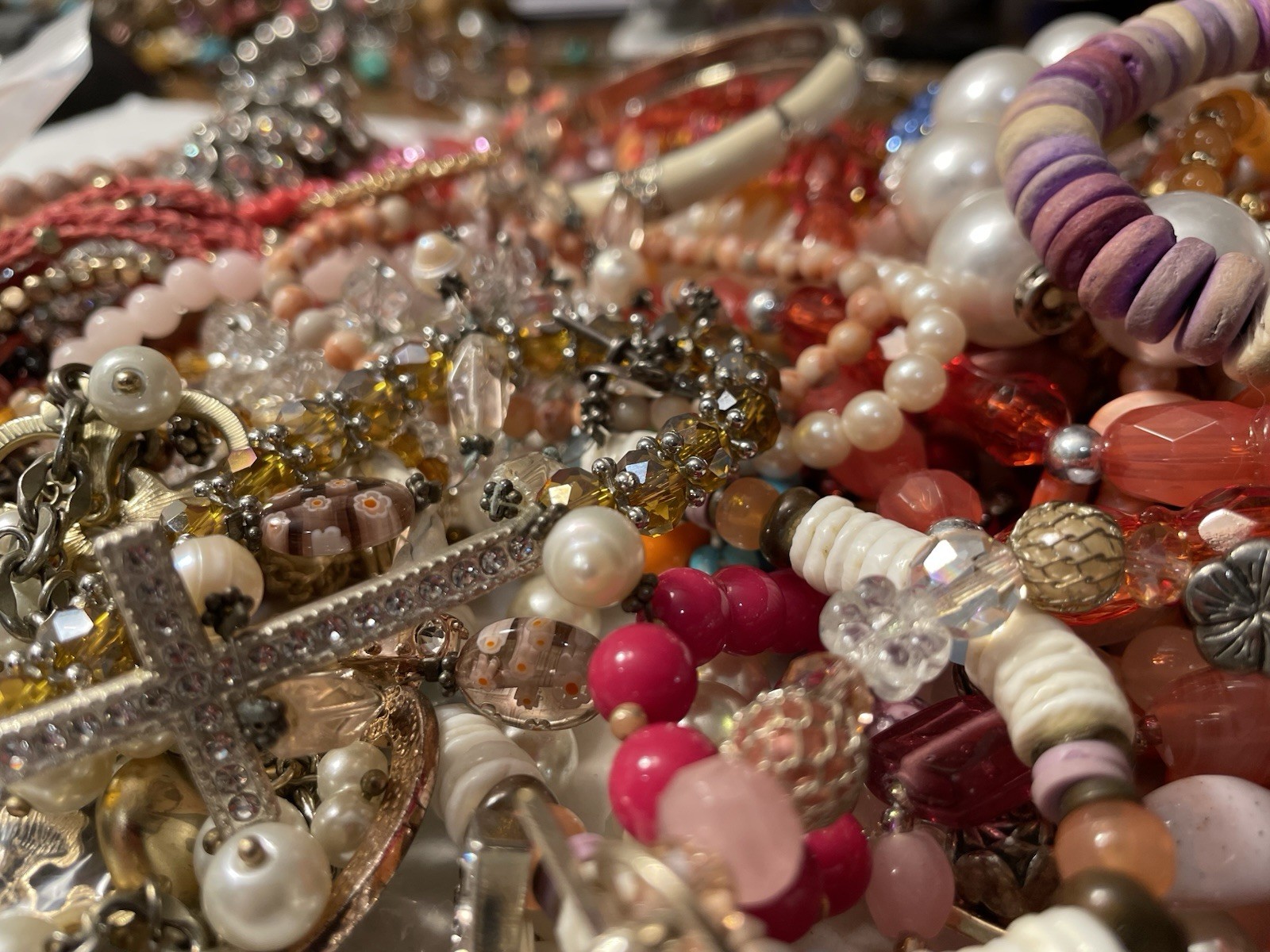 4Lb Mixed Mystery Jewelry Lot Vintage Mod Boho Beaded Necklaces Bracelets