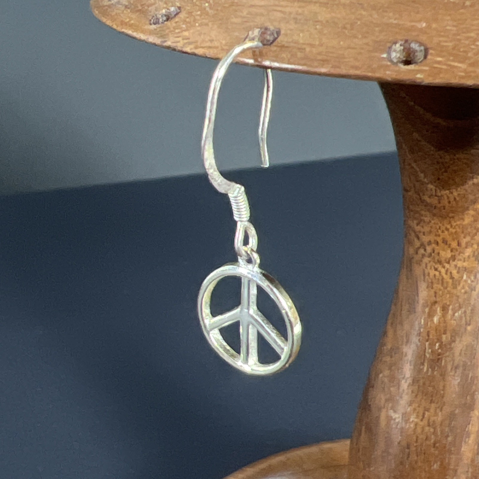 Peace Sign Symbol SINGLE Earring Dangle Drop Pendant Charm Sterling Silver 925