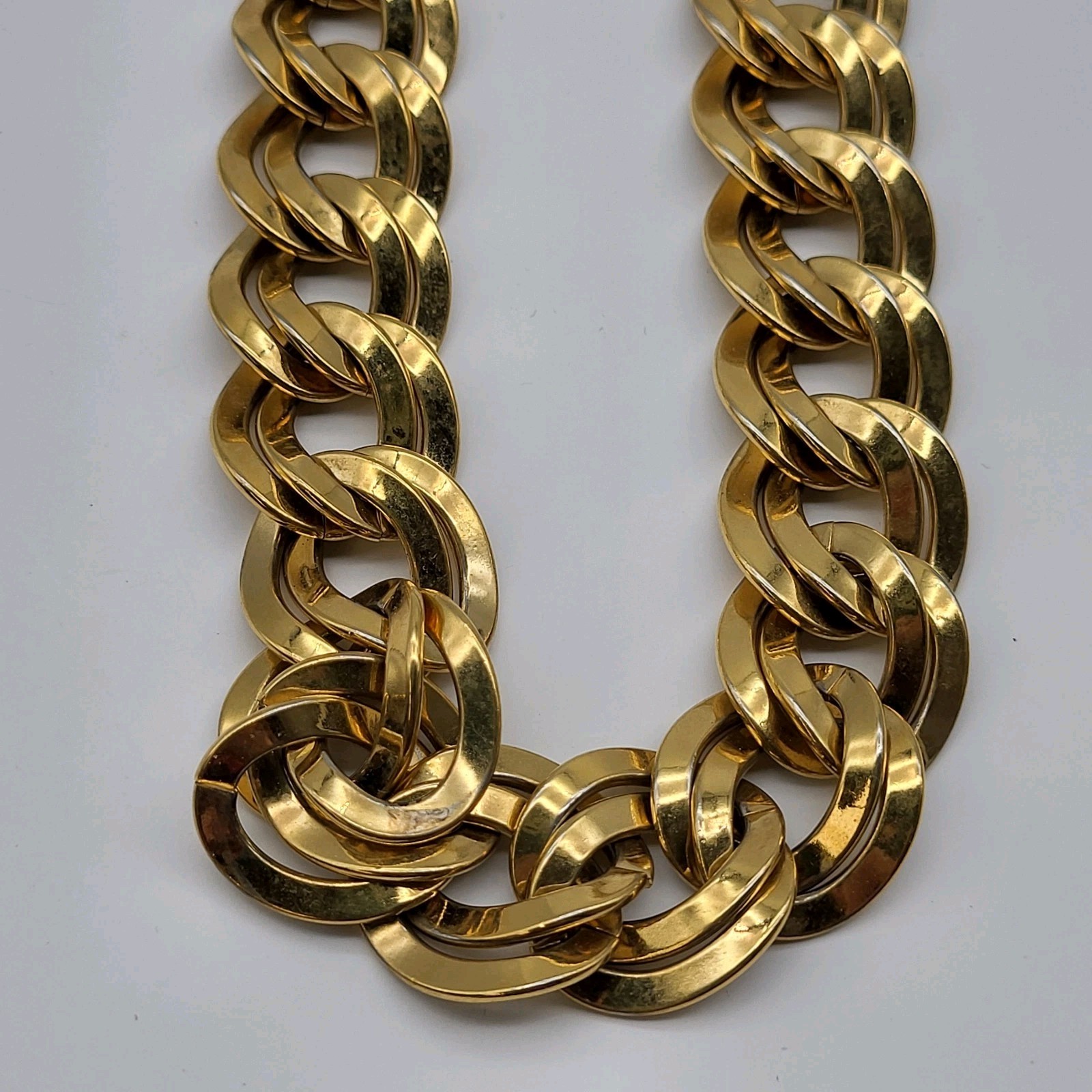Chunky Vintage Statement Necklace Gold Plated Bling Sexy Heavy