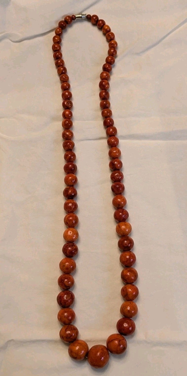 Heavy 86g Vintage Sponge Coral Necklace 24” Graduated Bead Estate