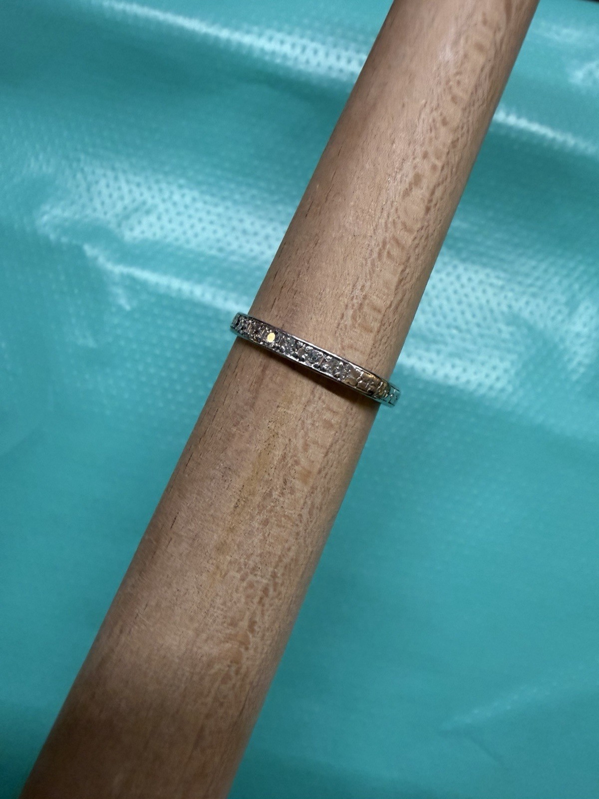 Vintage Antique Estate Platinum Pave Diamond Eternity Band Ring Size 7 1/4