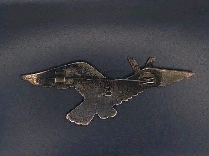 Sterling Silver Eagle Brooch Mexican Silver WW2 Era V On Eagle
