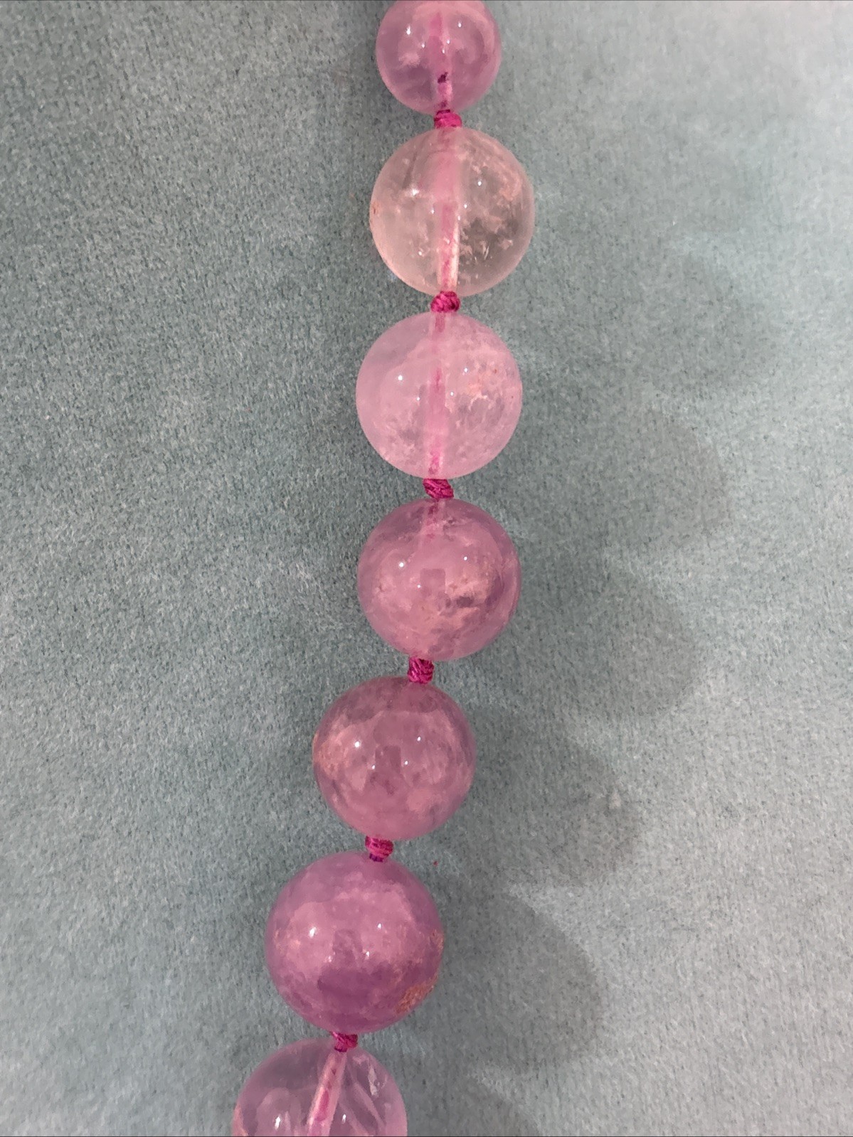 Vintage Chinese Export Sterling Silver Clasp Hand Knotted Amethyst Necklace 20″