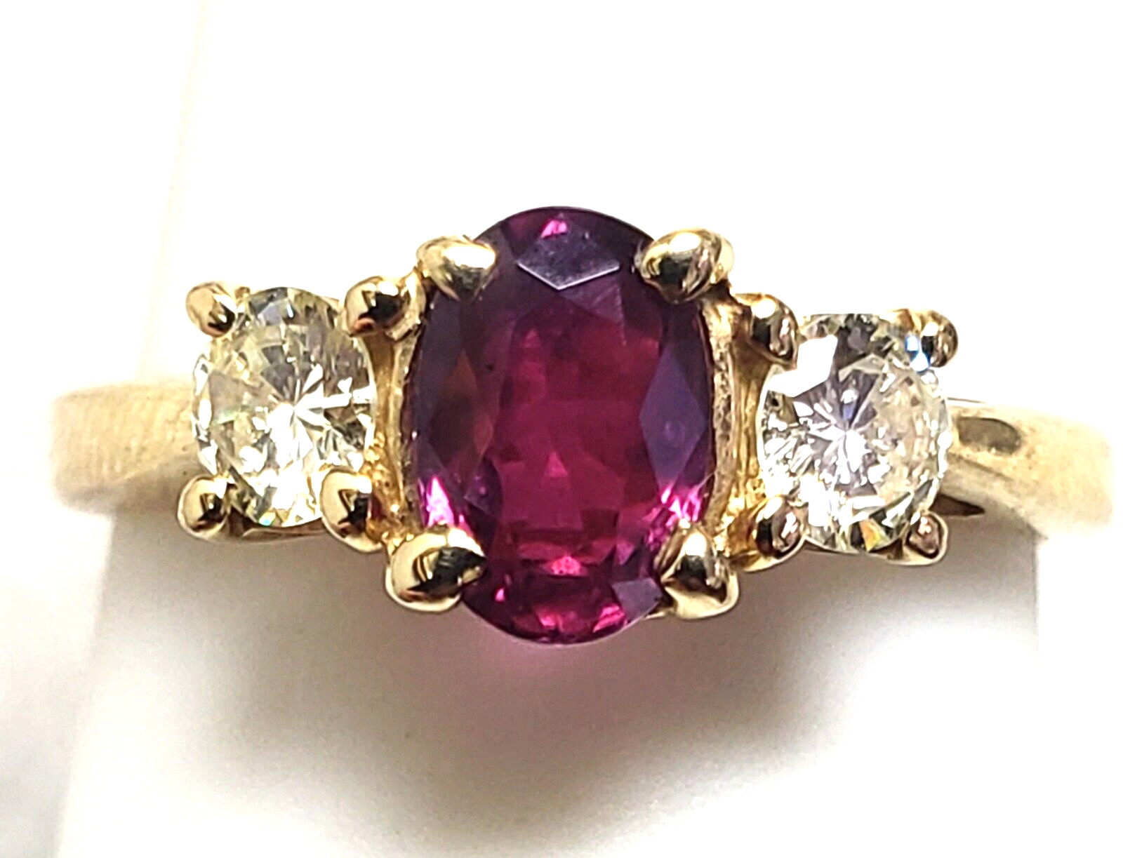 Estate 0.35CT(Est.) Ruby 0.32CT(Est.) Diamond mini Engagement Ring 14K size-5