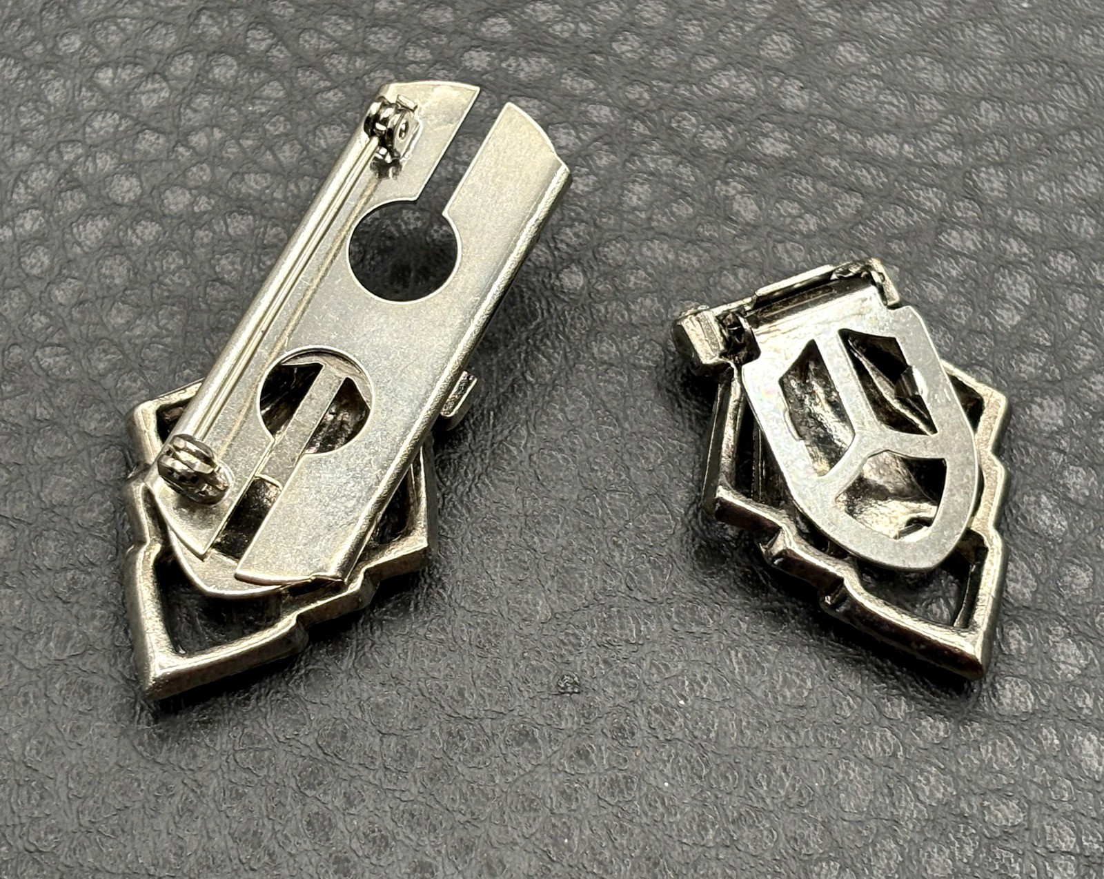 Vintage Art Deco Bow Rhinestone Duette Brooch Pin Convertible Dress Clips READ