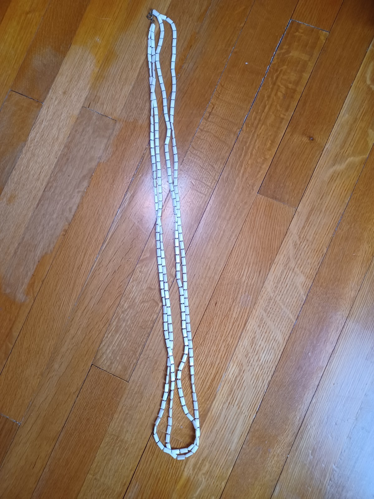 Stack of 3 Vintage 1960s White Brown Gold Bead Boho Hippie “Love Bead” Necklaces