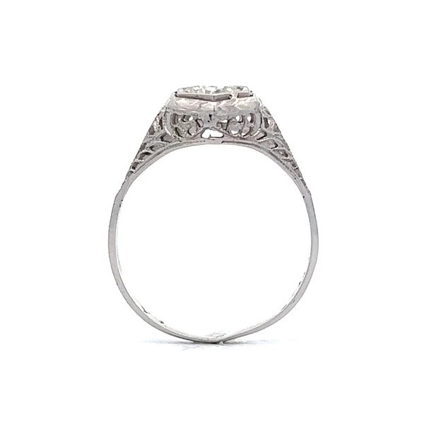 Art Deco Style Round Cut Lab Created Diamond 925 Silver Engagement Filigree Ring