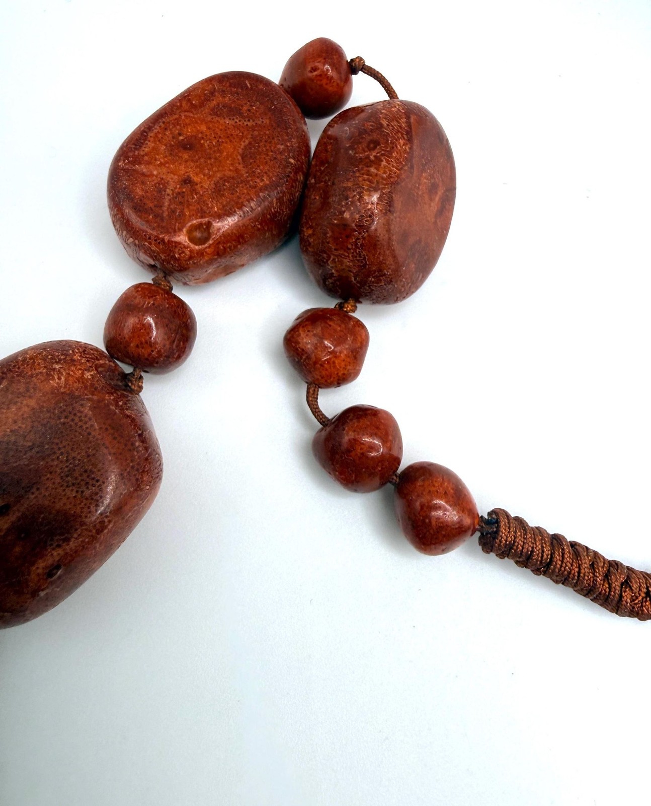 Vintage heavy large red sponge coral beaded necklace