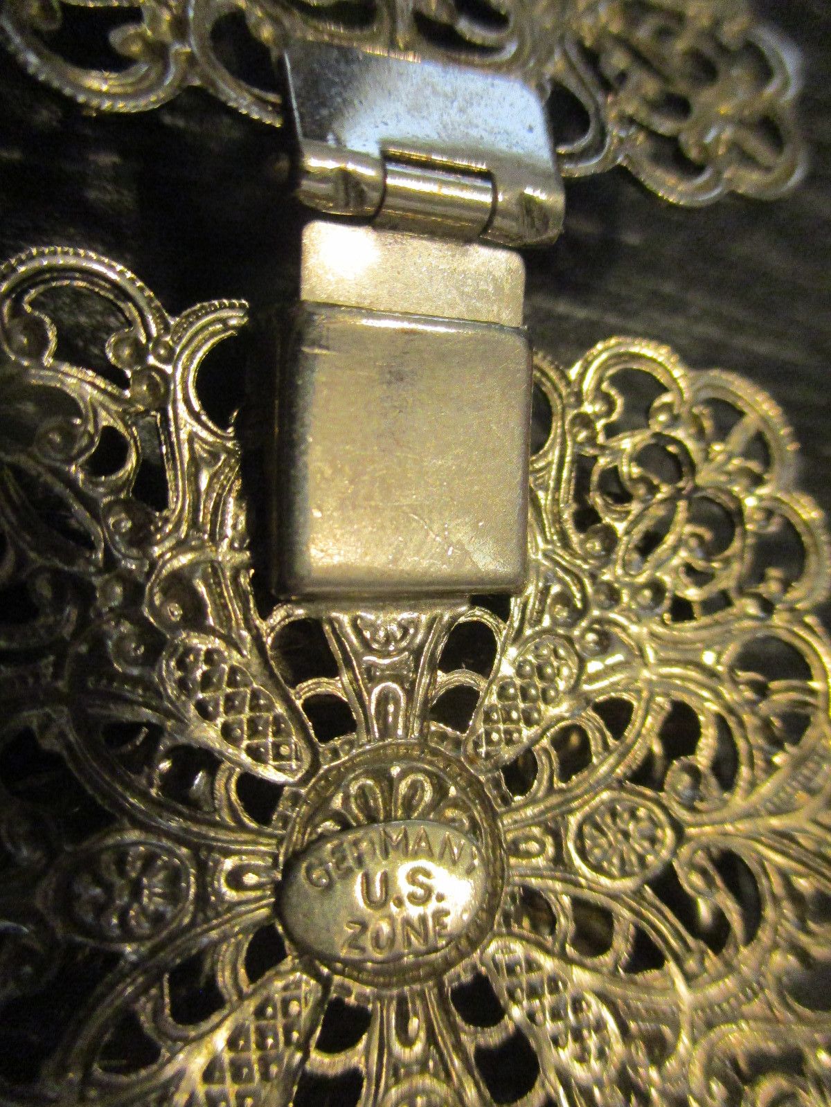 Vintage US Zone Germany Filigree Buddha Asian Theme Wide Link Bracelet Repair