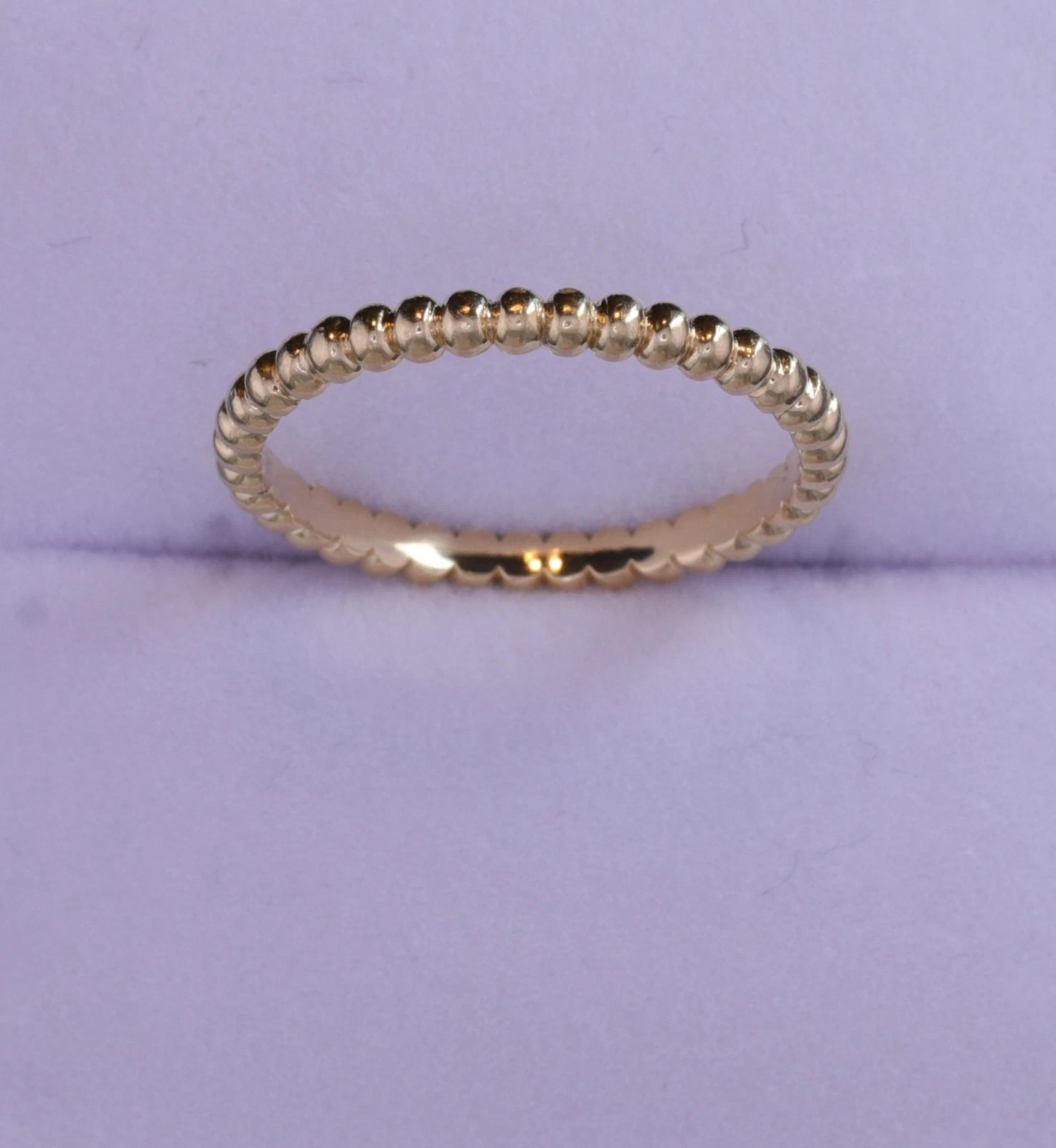 Beautiful 18K Yellow Gold Beaded Band Ring Size 6-3/4 Perfect Shape