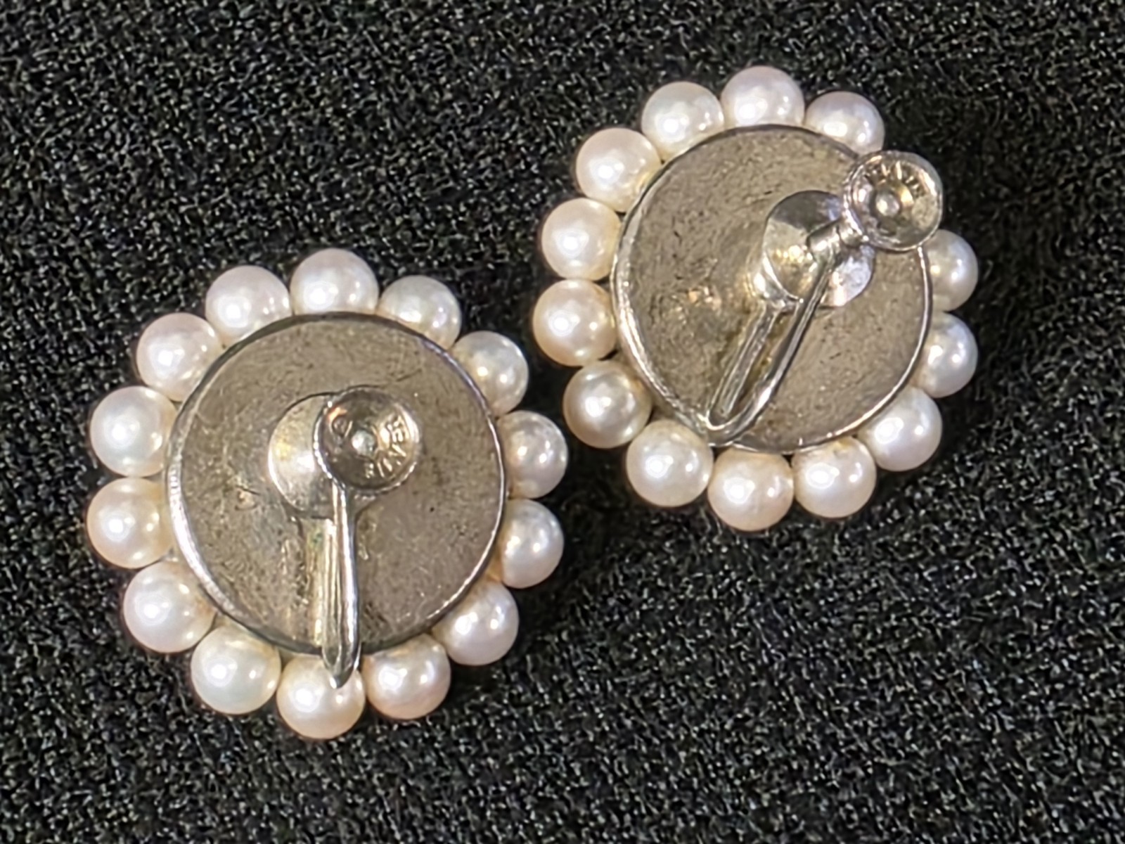 Vtg 1950s Mikimoto 38 Pearl W/ Silver Screw Back Earrings