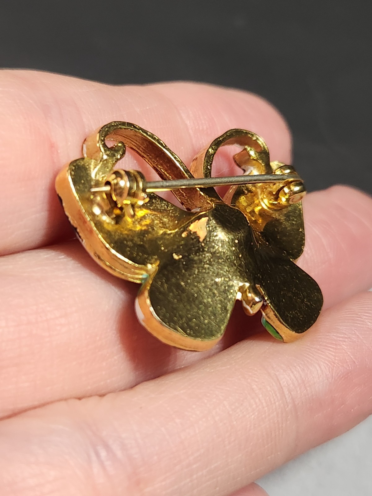 Vintage hand painted enamel butterfly brooch unsigned original by Robert
