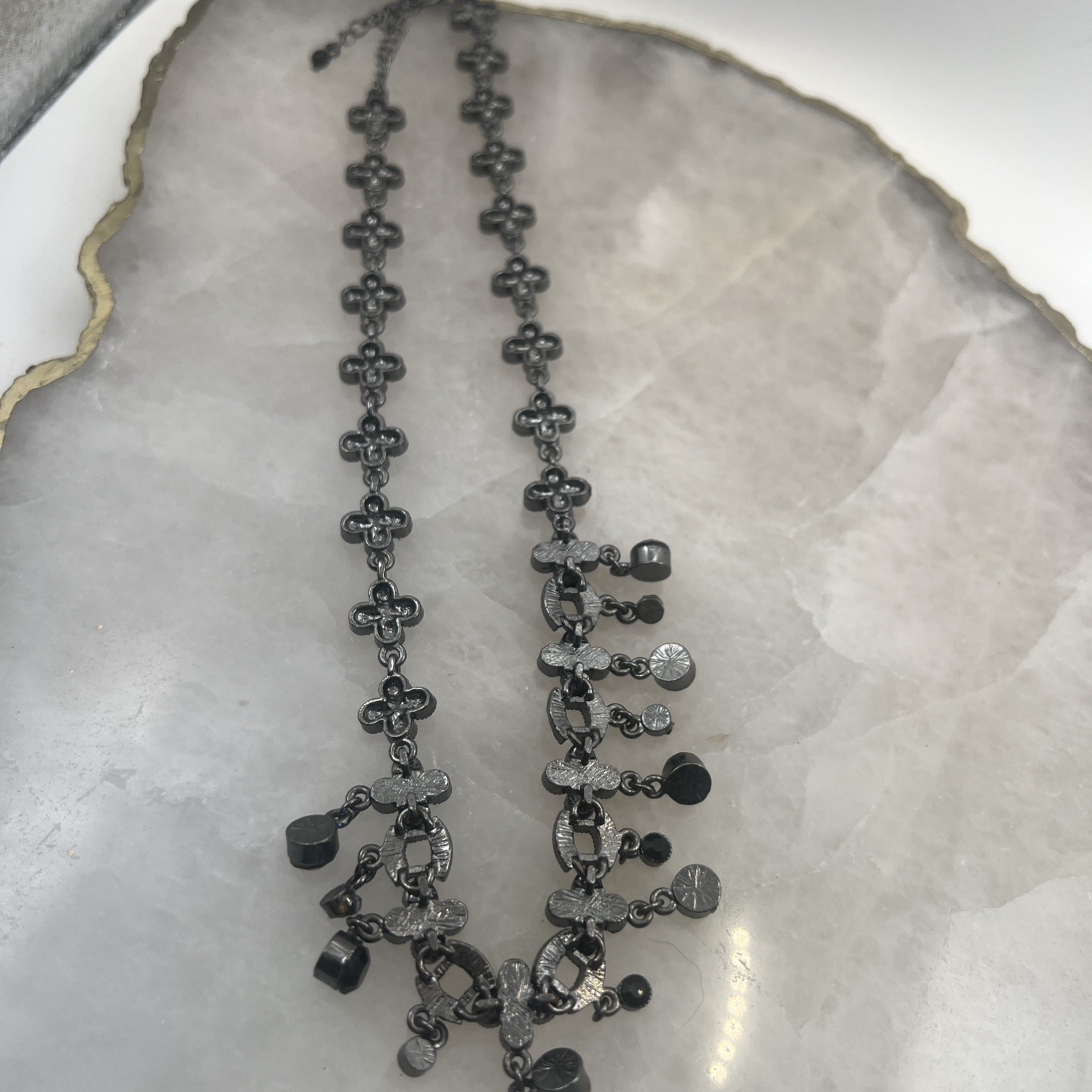 Vintage Avon 16″ Gunmetal Hematite Rhinestone Choker Necklace with 3″ Extender