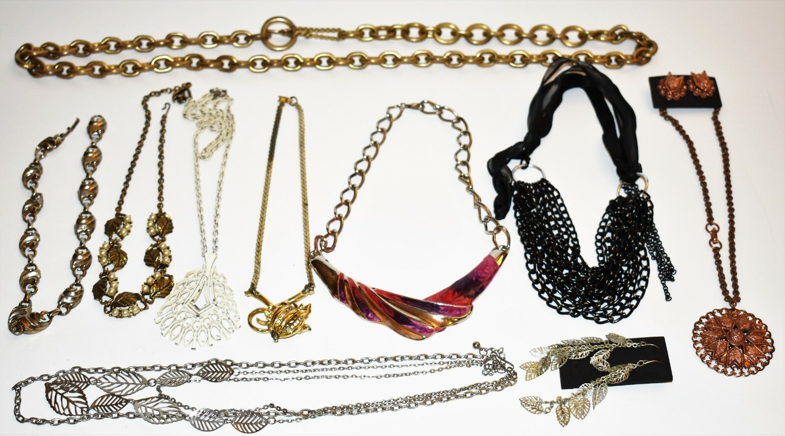 VTG Lot of 9 Chunky necklaces 2 with Matching Earrings – 1950’s, 1960’s, 1980’s