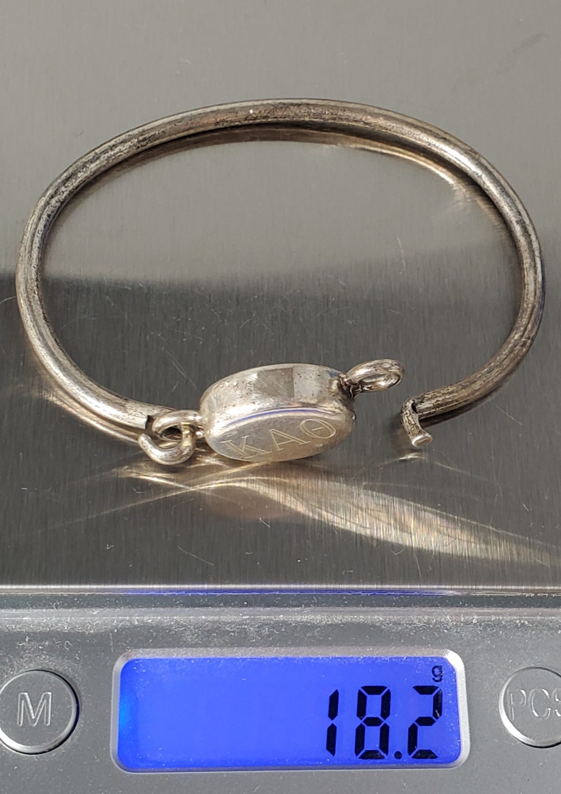 Vintage Sterling Silver Top Hook Sorority Bangle Bracelet Kappa Alpha Theta Lot