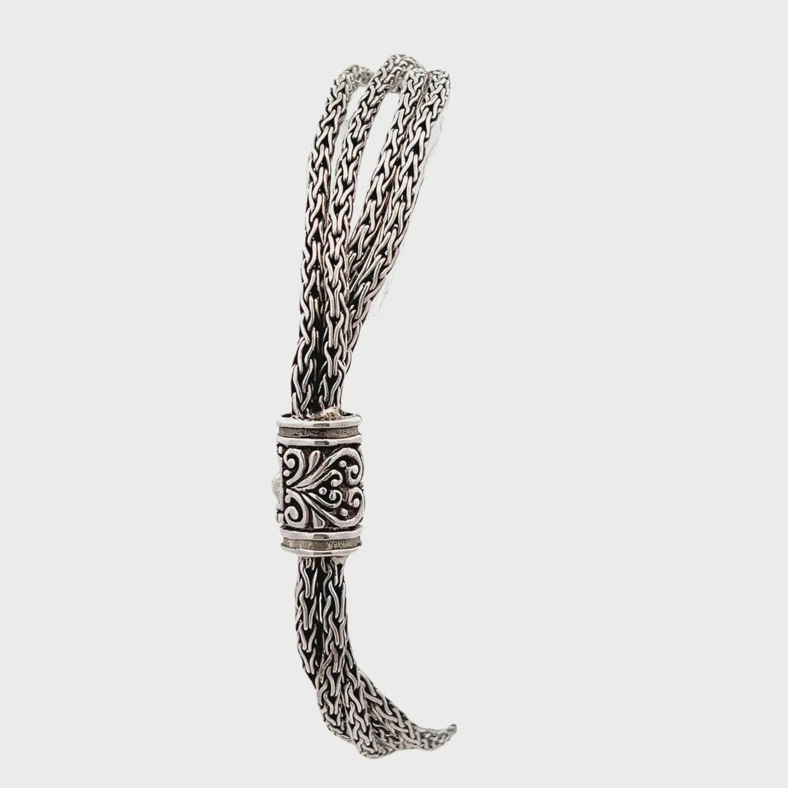 Sarda Janyl Adair Bali Sterling Silver Scroll Station Spiga Wheat Chain Bracelet