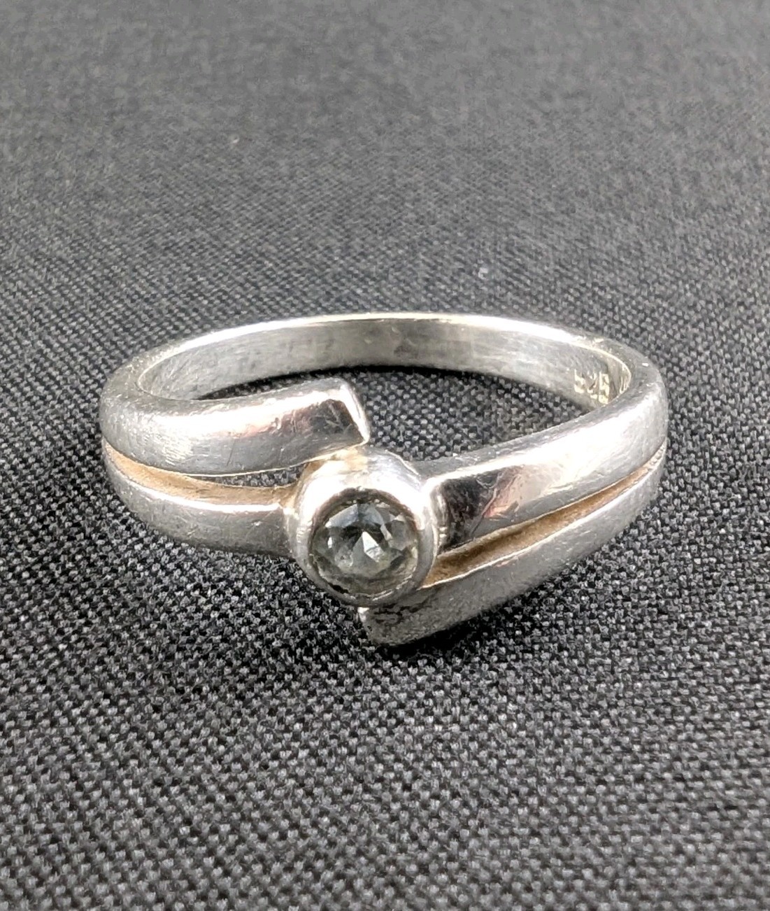 Handmade Sterling Silver Icy Blue Gray Diamond Ring Size 5 925