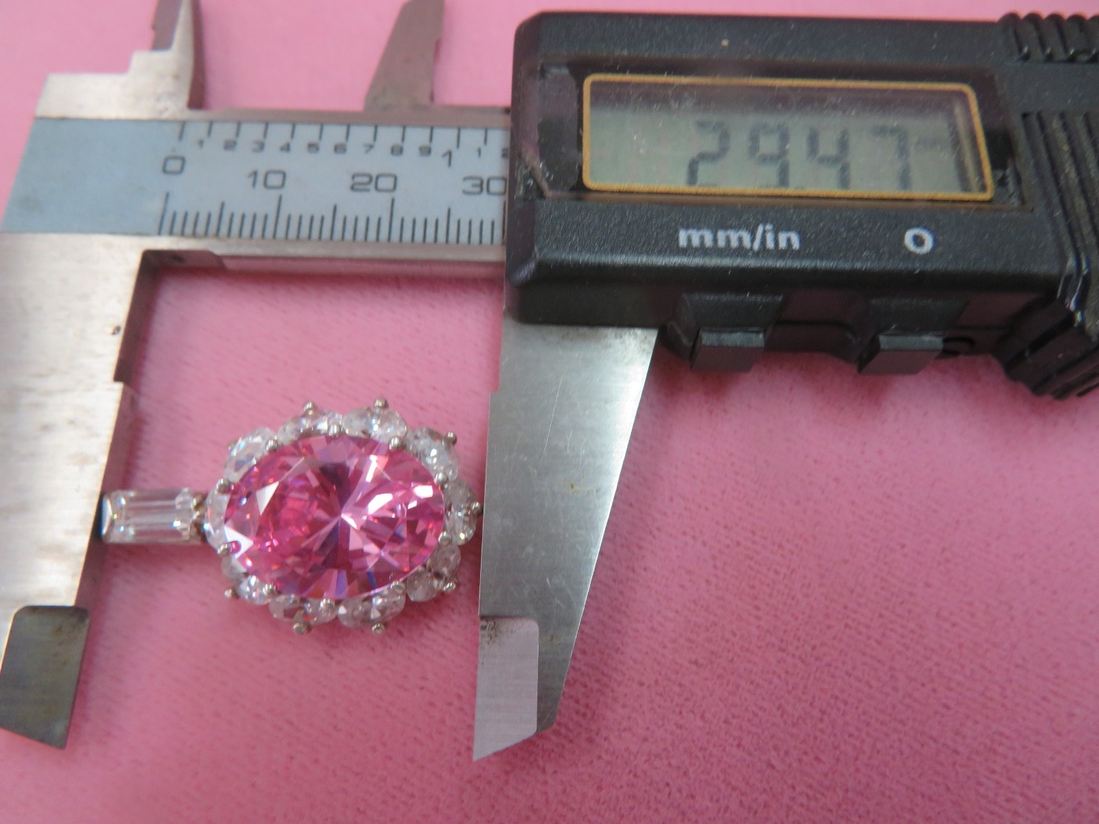 Vtg PAJ 925 Sterling Silver Pink White CZ Pendant 8.1 Grams with Openable Bail