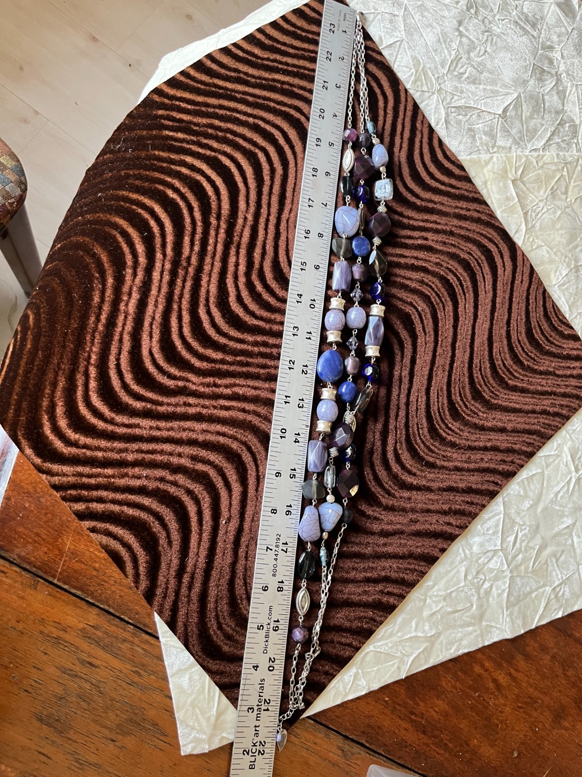 NECKLACE Coldwater Creek Purple and Blue Beads, 3 Layered Chunky Bib Faux Stone