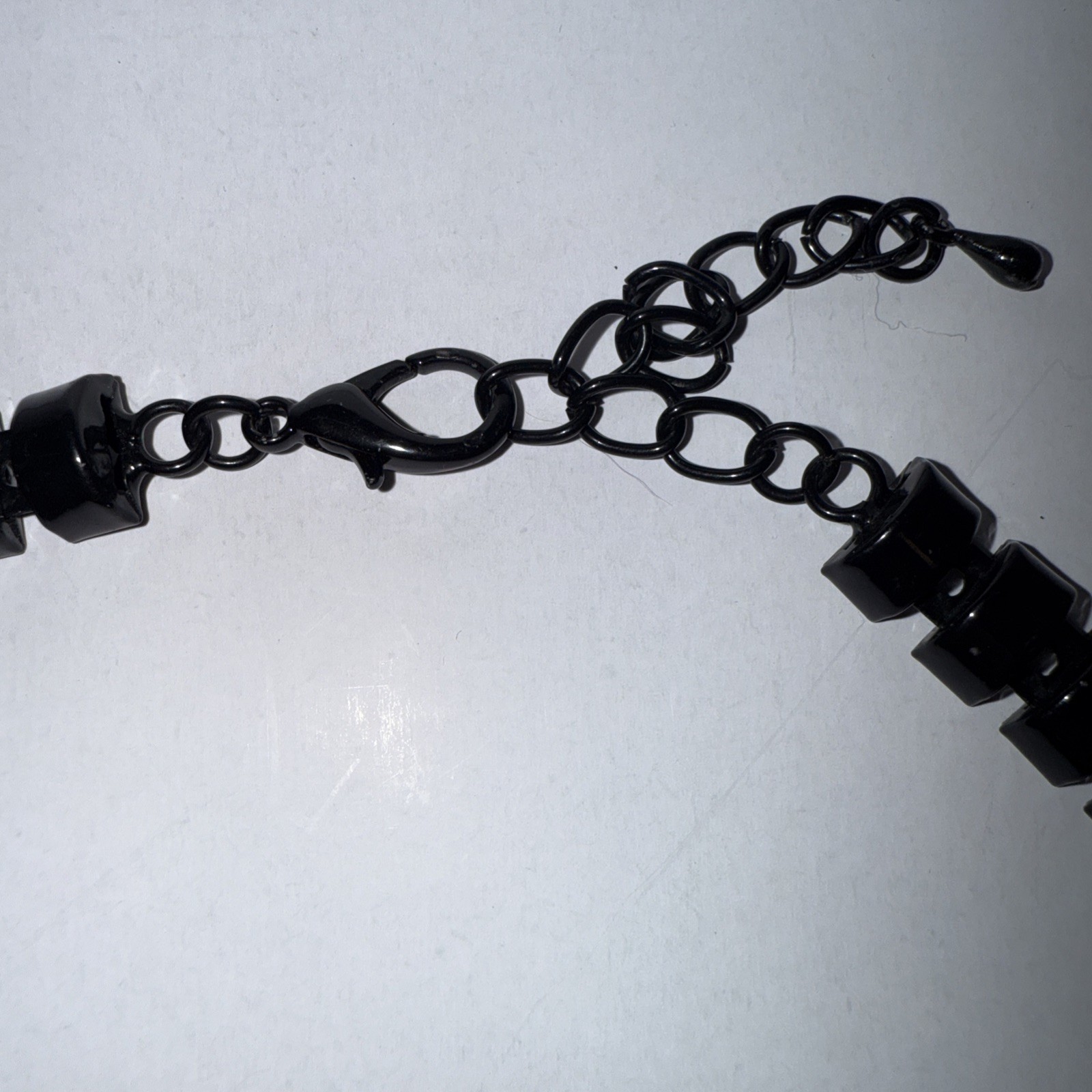 Vintage Choker Bib Necklace 16″ with 3″ extender – black woven beads