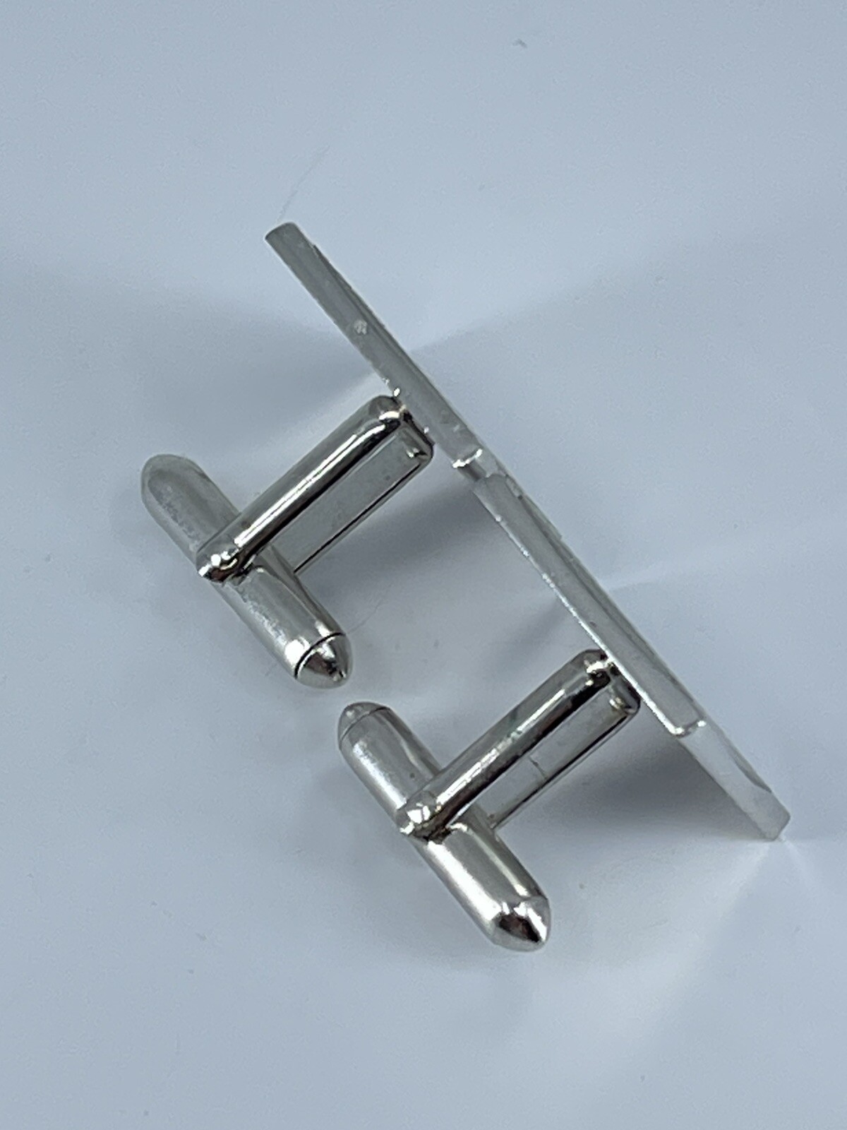 Vintage Swank cufflinks brushed and polished silver tone square design 3/4″