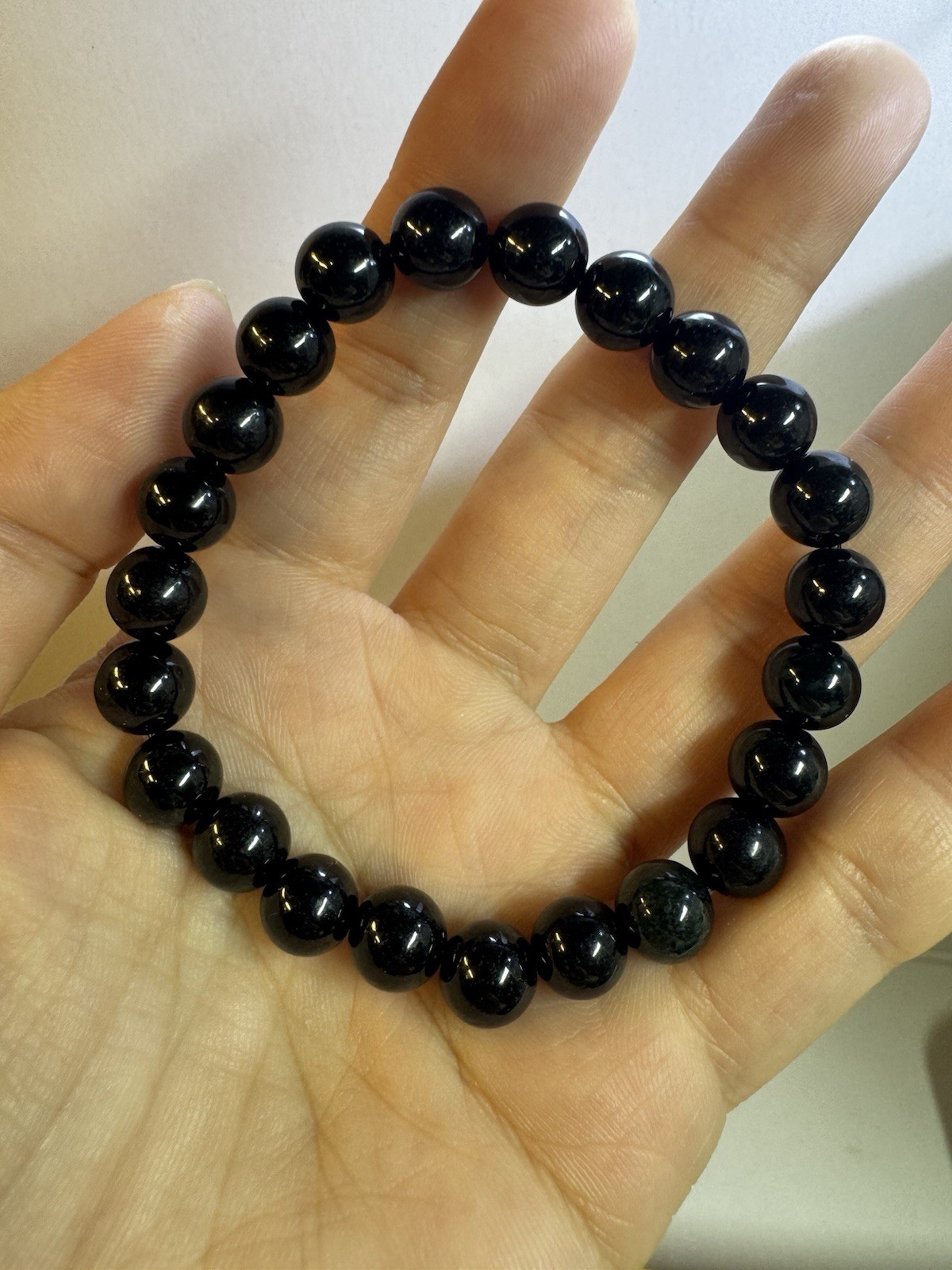 Natural Burmese A-Grade black Jade jadeite 23 beads stretch bracelet 8mm new