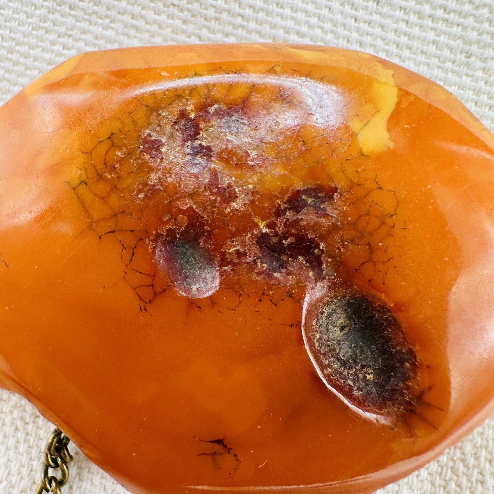 Vintage Nugget Landscape Baltic Amber Brooch Egg yolk USSR 1960s