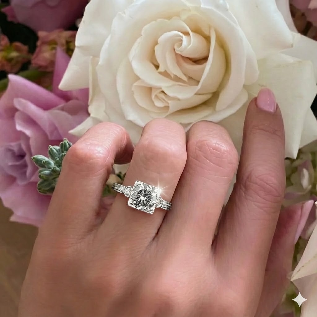 1.53ct.Platinum filigree Engagement Ring Round Natural Diamond circ 1930’s
