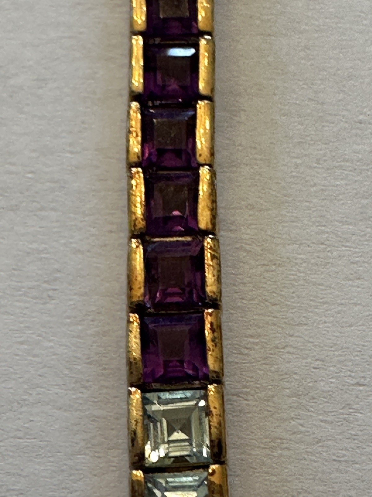 VTG Rainbow Tennis Bracelet Gold Toned Sterling 925/7.25” Long Multi-Colored