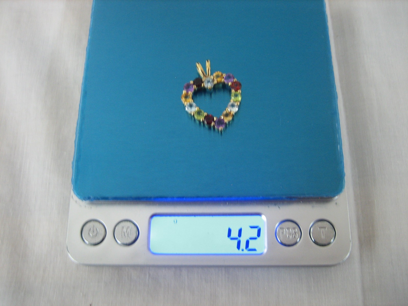 VINTAGE SIGNED DBJ MULTI GEMSTONE HEART PENDANT