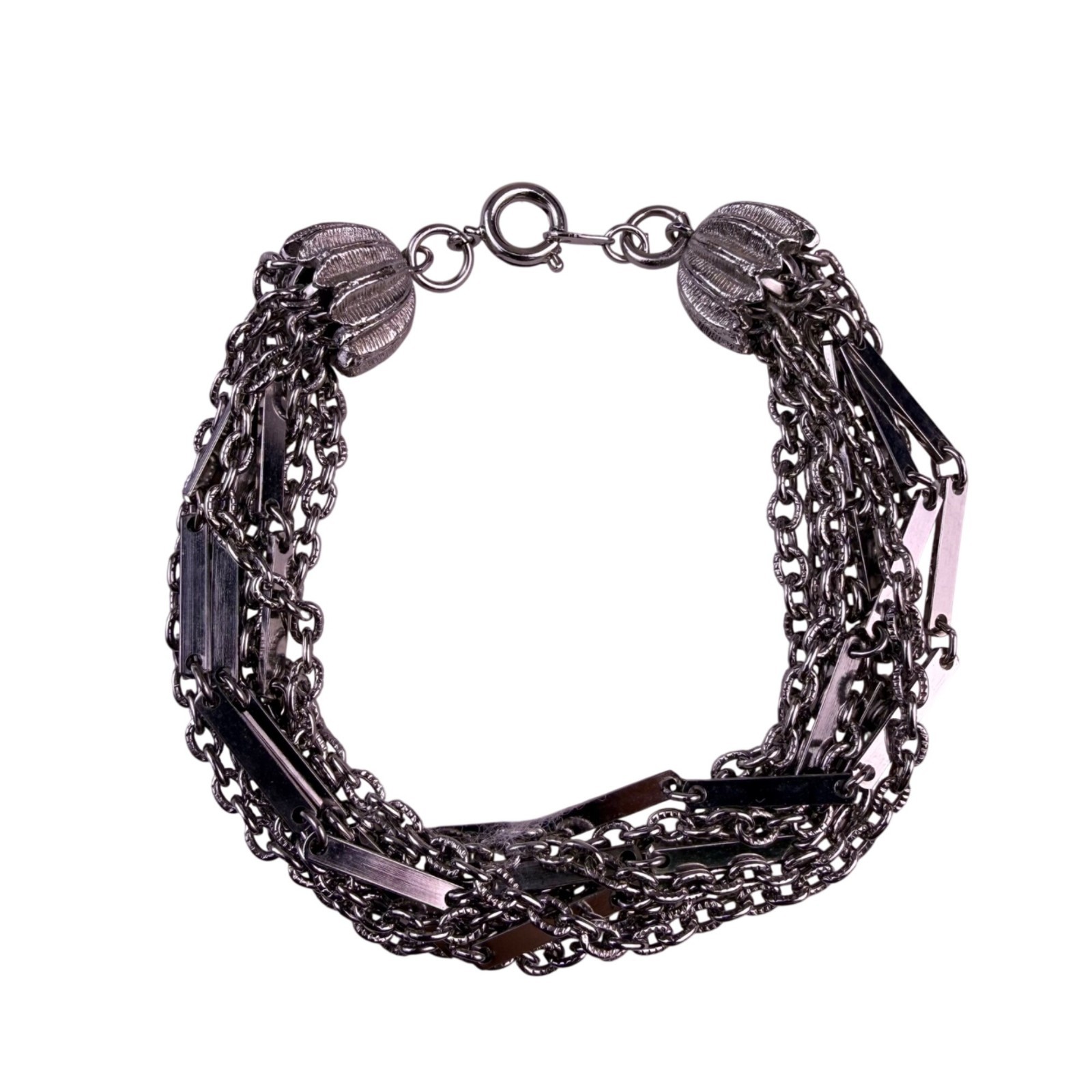 Vintage Unknown Womens Silver Tone Metal Multi Chain Necklace & Bracelet Set