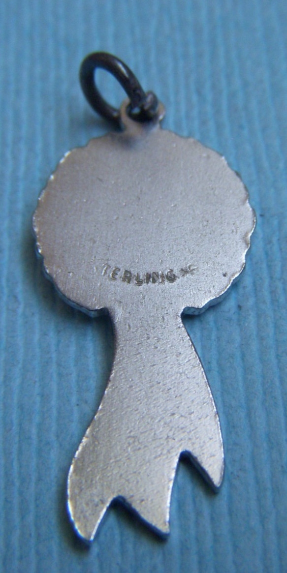 Vintage enamel 1st place blue ribbon sterling charm